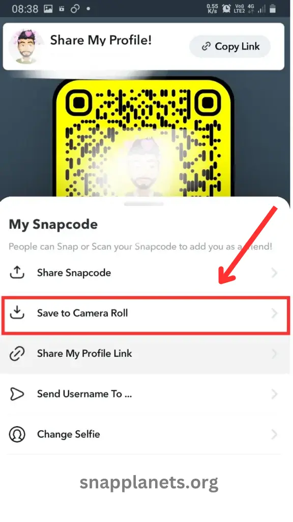 Enregistrer le code QR de Snapchat Étape 1